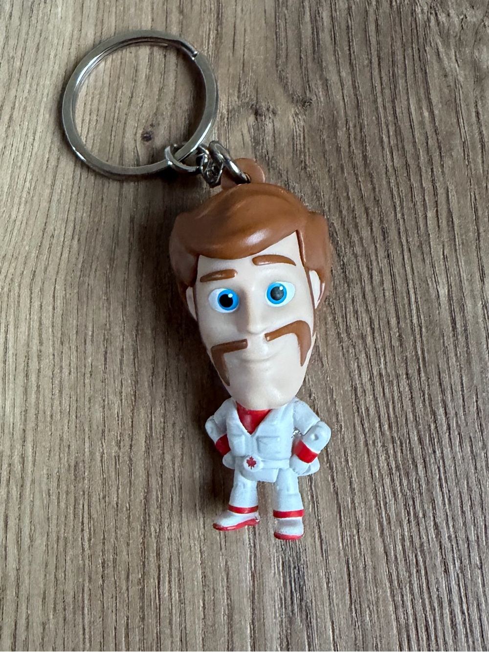 Disney Toy Story Duke Caboom Character Keychain Metal Key Ring White Red